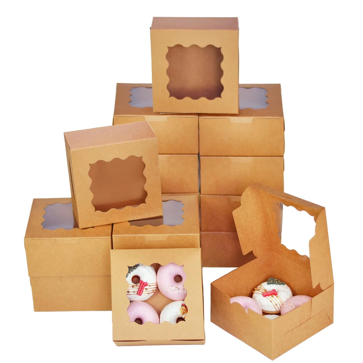 30-Pack Bakery Boxes with Window 6x6x3 inches