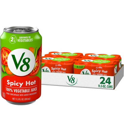 Set of 4 V8 Spicy Hot Vegetable Juice 11.5 fl oz Cans