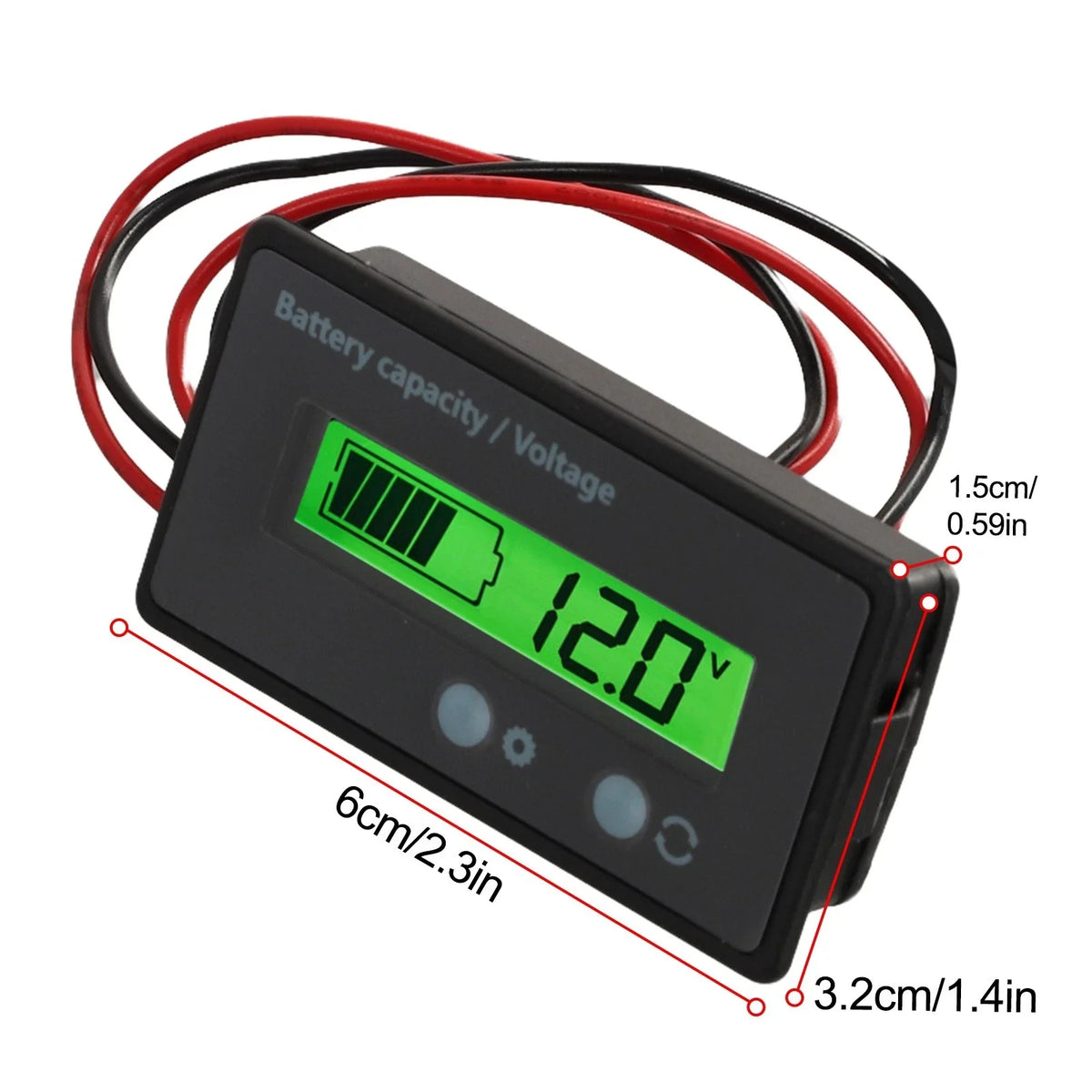 Voltmeter Battery Capacity Monitor Gauge for Universal Applications (LED)