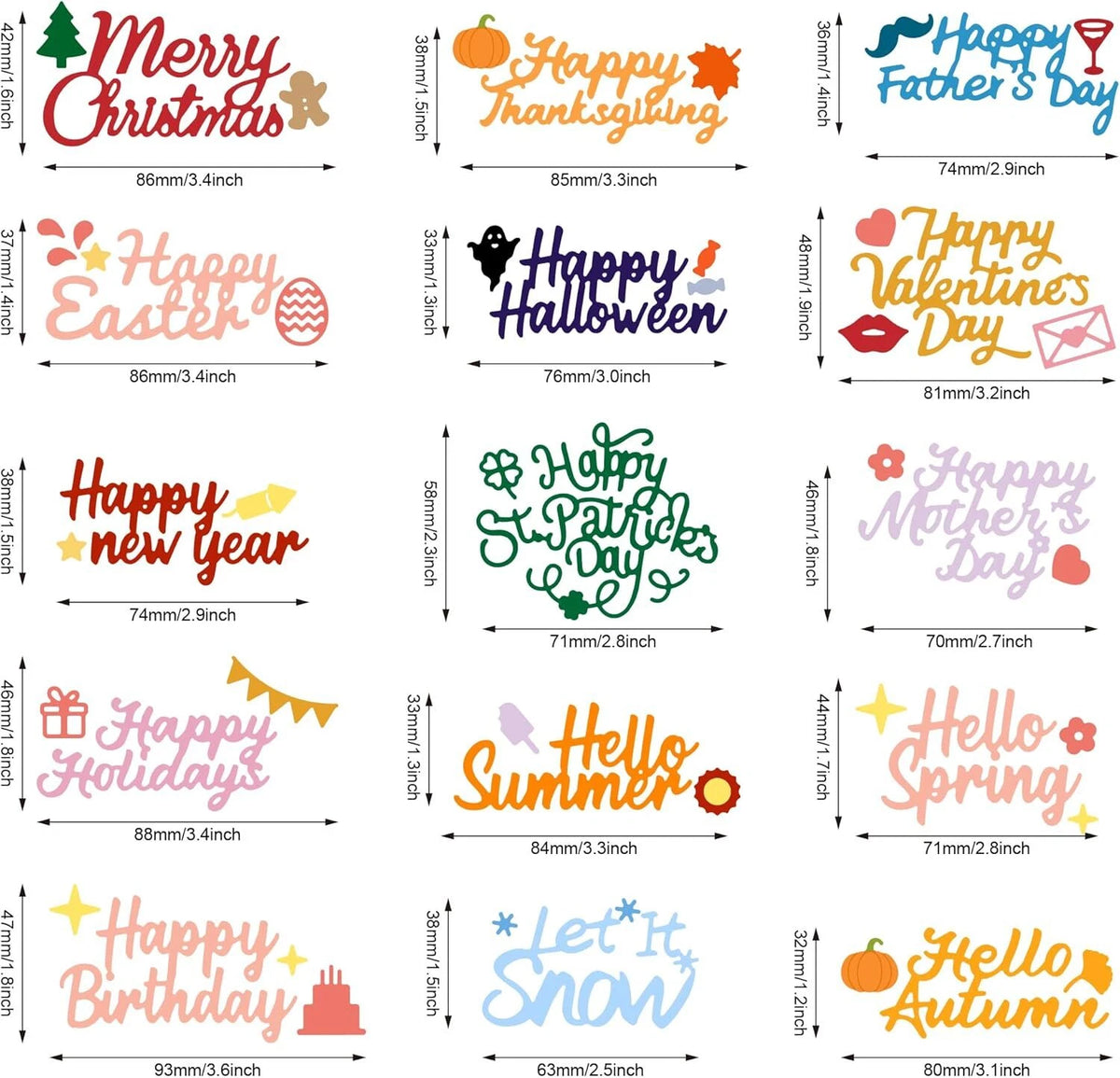 Word Die Cuts for Card Making Happy Birthday Metal Cutting Dies