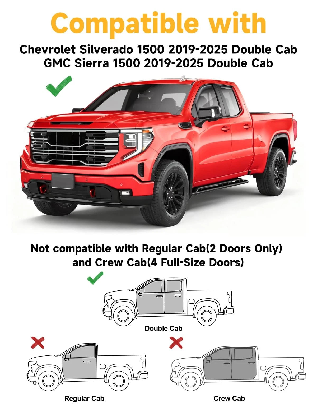 Rain Guards for 2019–2026 Chevy Silverado/GMC Sierra 1500 Double Cab