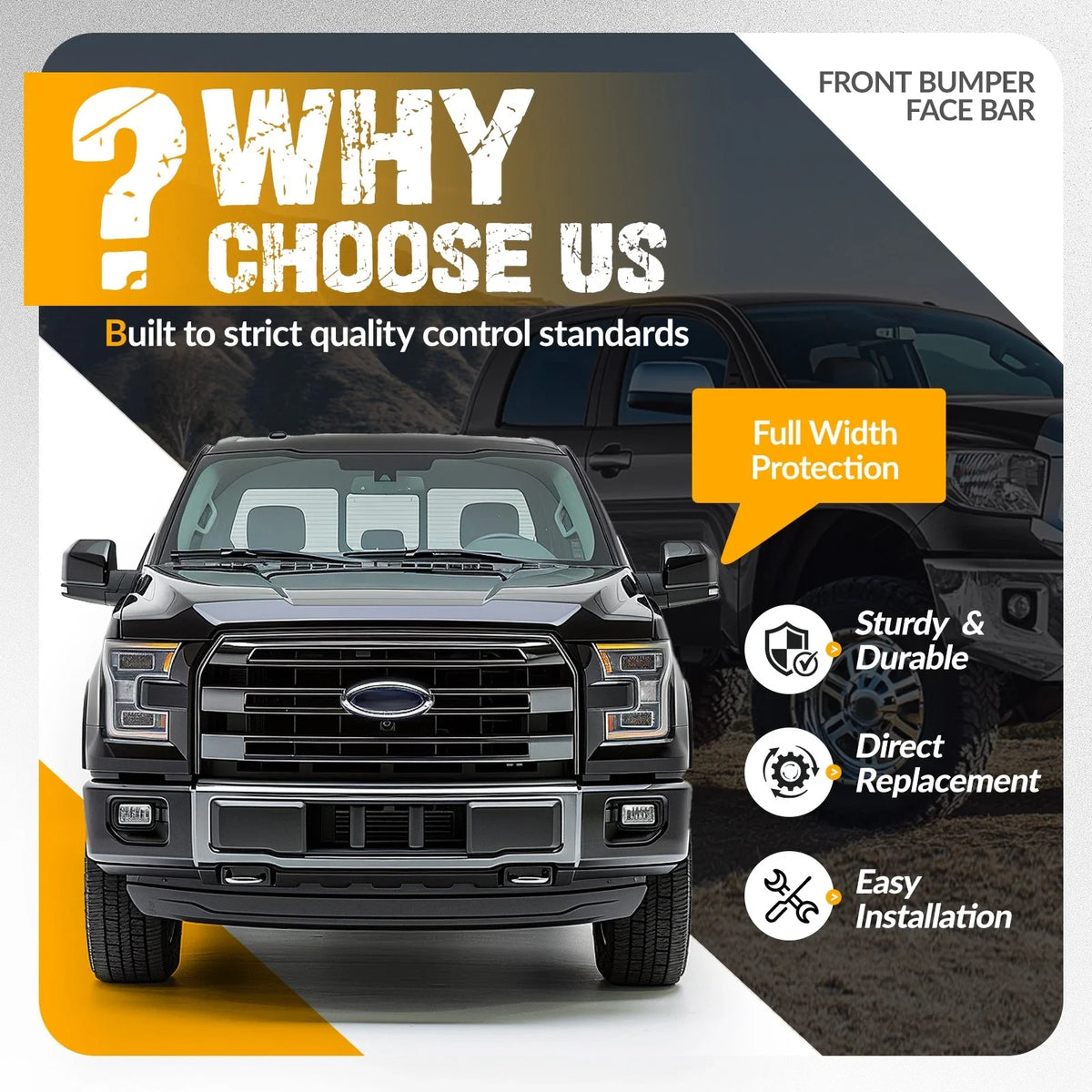 Front Bumper Face Bar for Ford F-150 (2015–2017) with Fog Light Holes