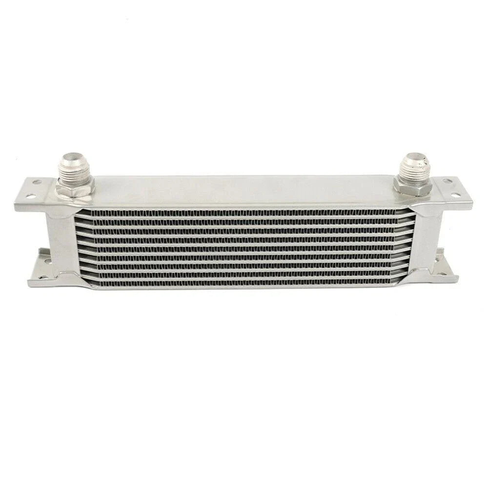 10 Row Aluminum Engine Transmission Oil Cooler Kit with 10AN Hose End Fittings