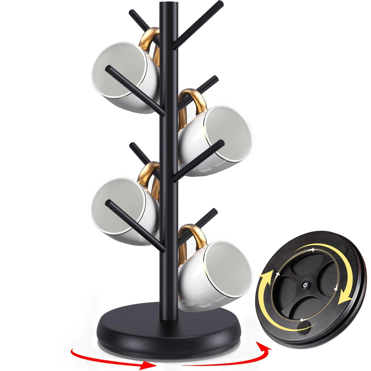 8-Hook Coffee Cup Holder for Countertop (360° Rotating)