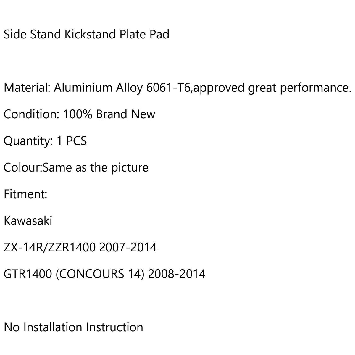 Kickstand Plate for Kawasaki ZX-14R/ZZR1400/GTR1400 (2007–2014) Black