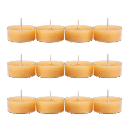 12X Natural Beeswax Tealight Candles for Home Decor (No Specific Years)