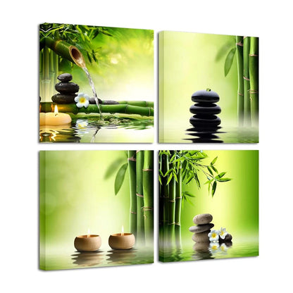 Set of 4 Zen Canvas Prints for Modern Decor (No Part Numbers)