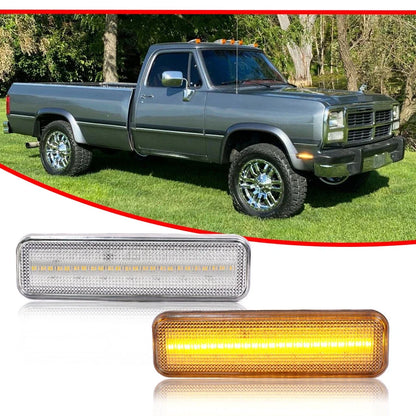 Clear Amber LED Side Marker Lights for Dodge Ram Truck Ram Charger (1972–1993)