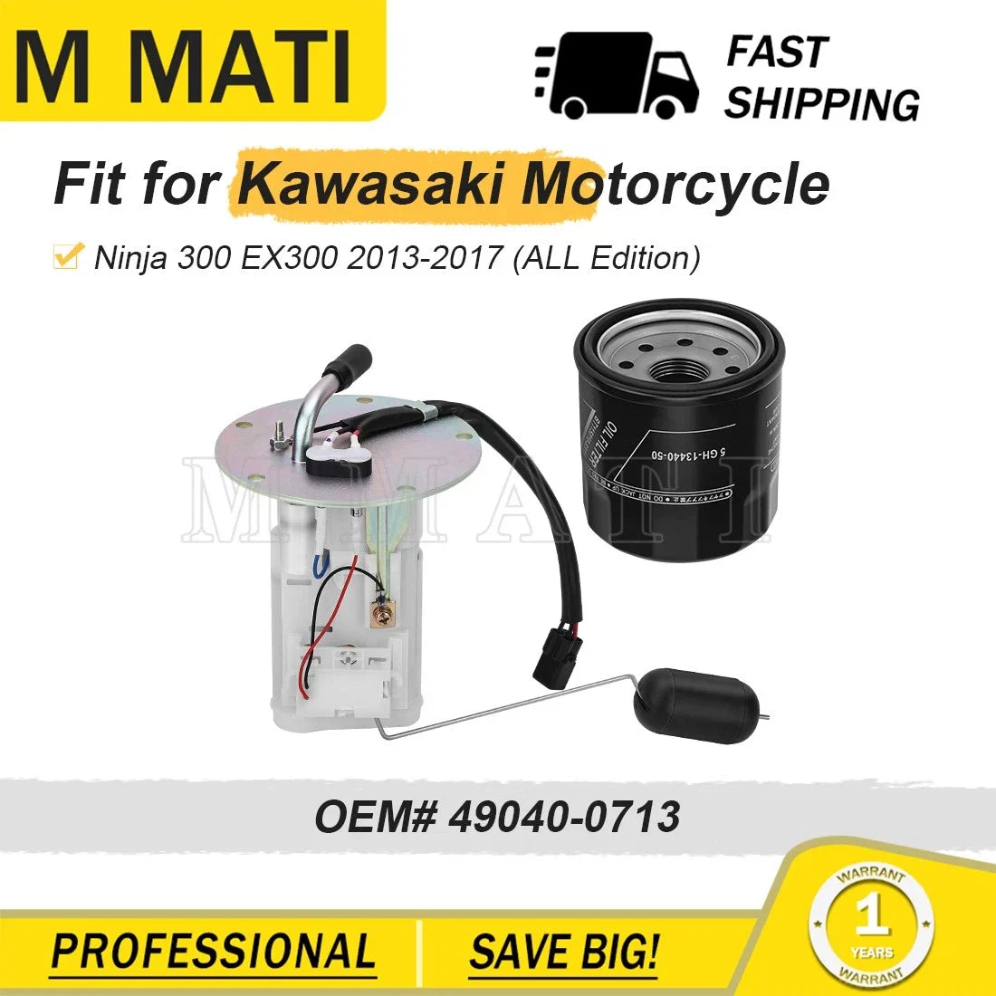 Fuel Pump Module Assembly + Oil Filter for Kawasaki Ninja 300 (2013–2017)