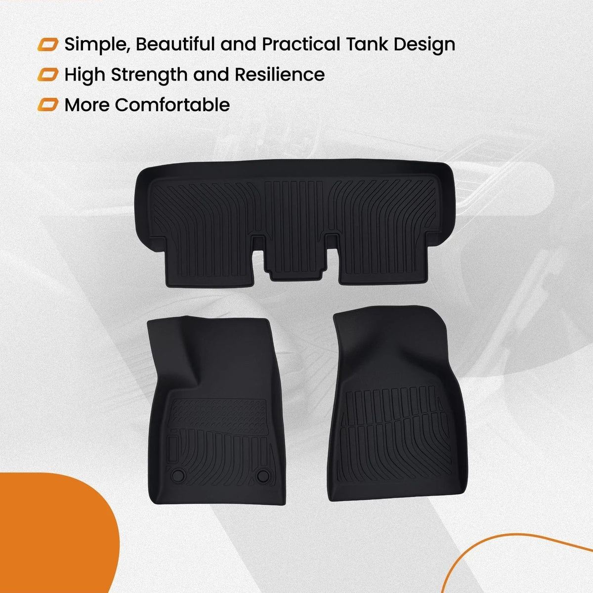 Set of 4 TPE Black Waterproof Floor Mats for Tesla Model 3 (2024–2025)
