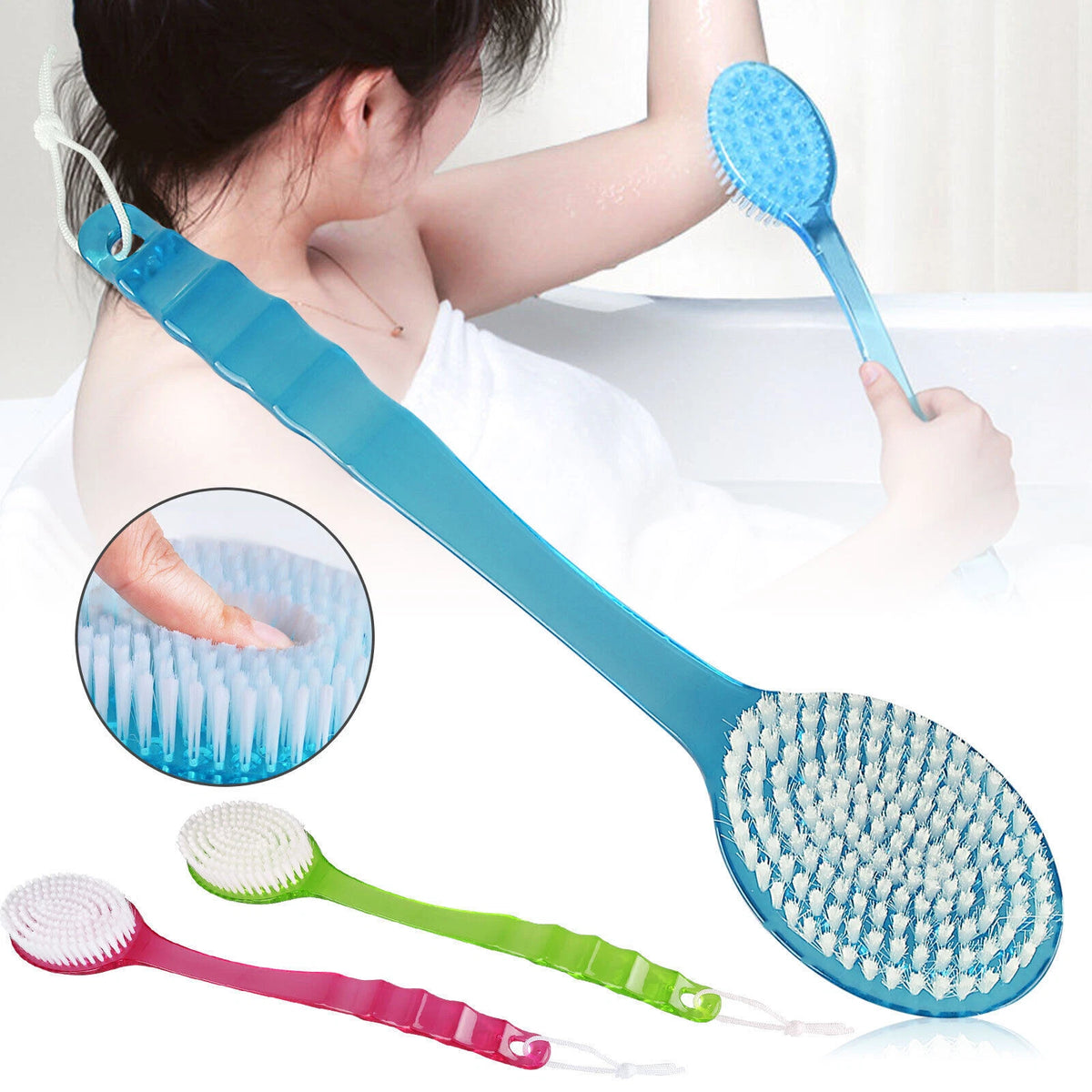 Long Handle Bath Body Brush for Exfoliating Skin Scrubber (No Part Numbers)