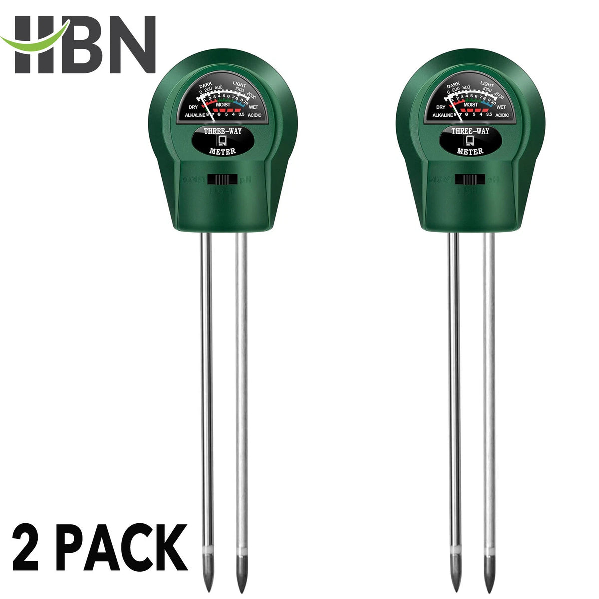 2X Soil Meter for Gardening (3-in-1 Moisture Light PH Tester)