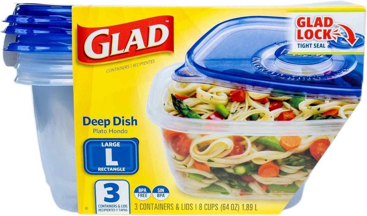 Set of 4 GladWare Deep Dish Food Storage Containers with Lids, BPA Free