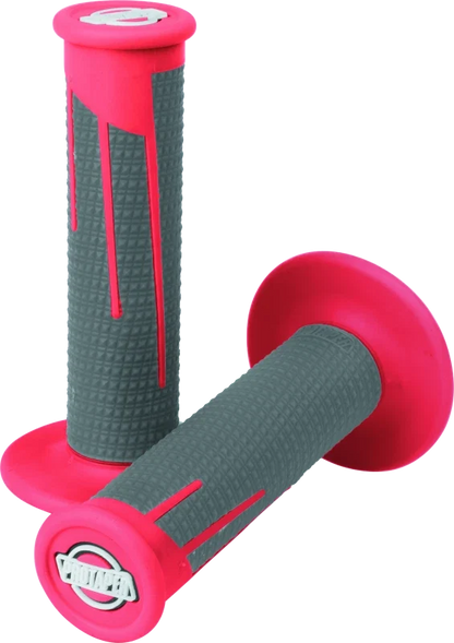 ProTaper Full Diamond Clamp-On Grips for Motorcycle (2010–2023) - Red/Dark Gray