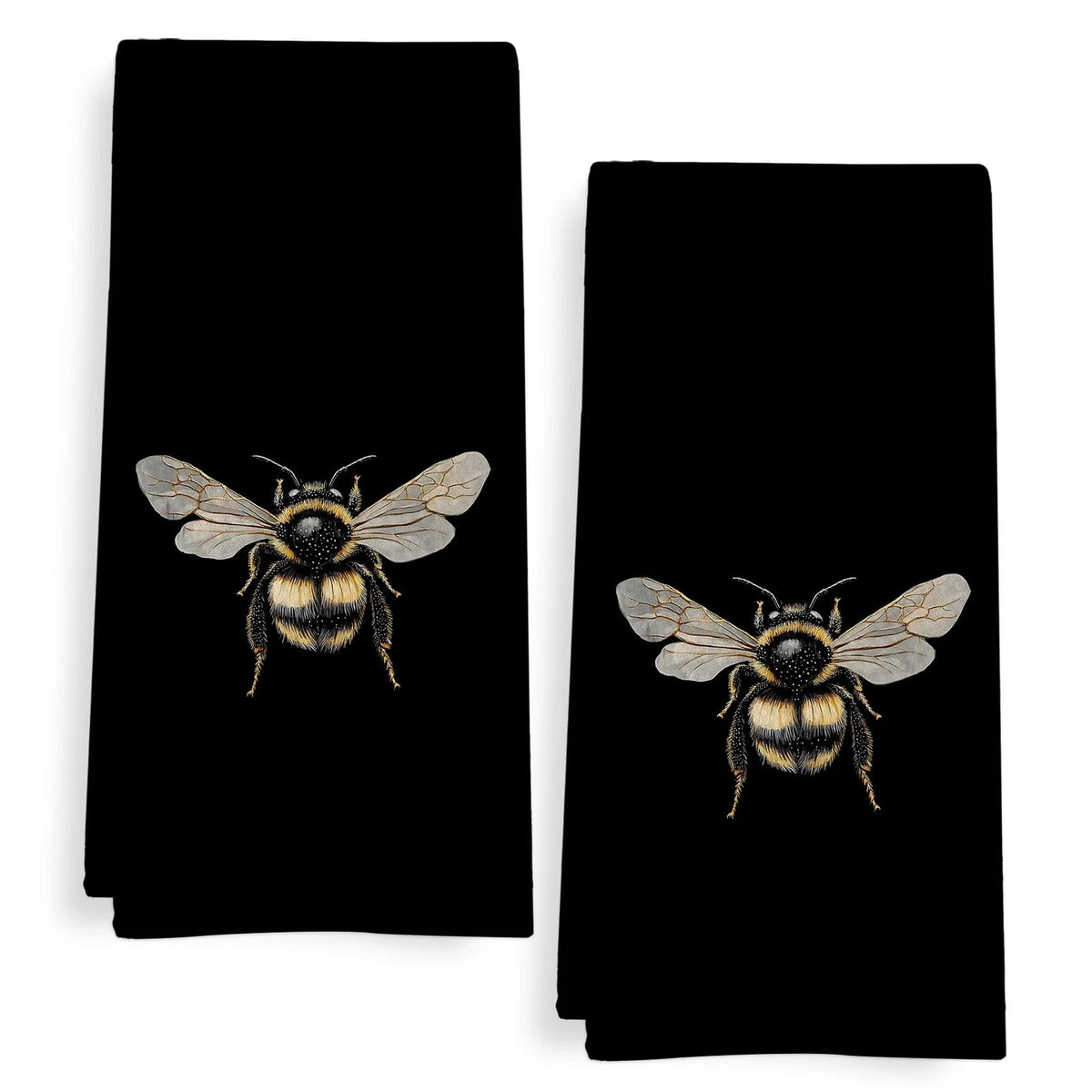 Set of 2 Moody Bumble Bee Kitchen Towels for Home Decor