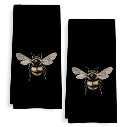 Set of 2 Moody Bumble Bee Kitchen Towels for Home Decor