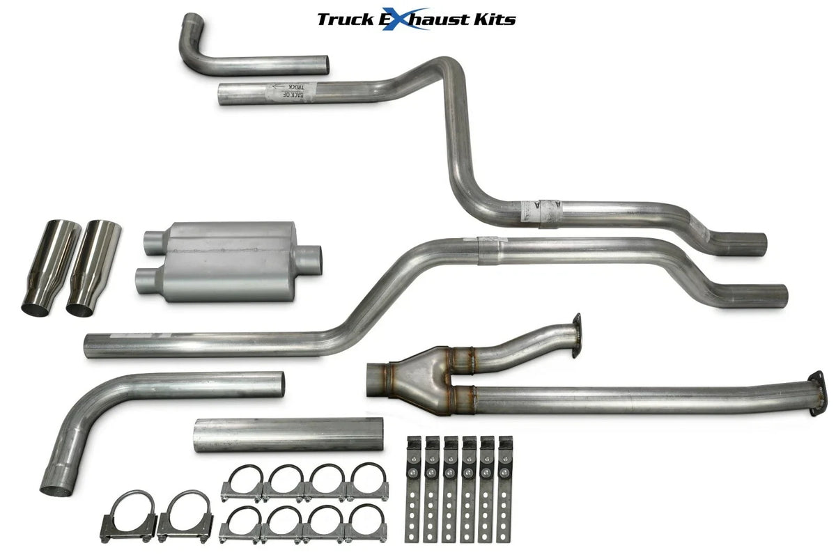 2.5" Dual Exhaust Kit for Toyota Tundra (2014–2021) - 2 Chamber, Side Rolled Tip