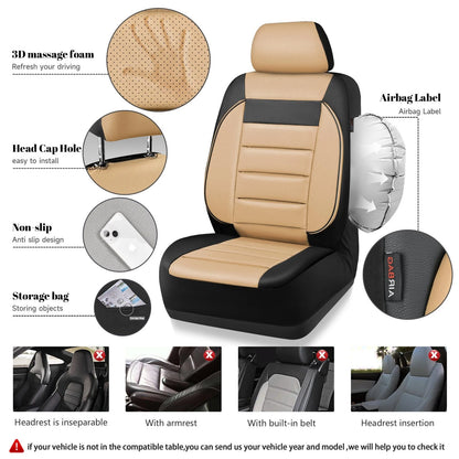 Set of 2 Faux Leather Car Seat Covers for Front Seats Universal Fit