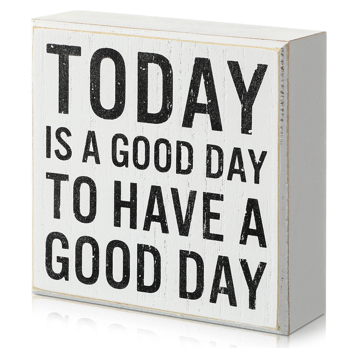Positive Wood Sign for Office Desk (5x5 inches, 1.78 inches thick)