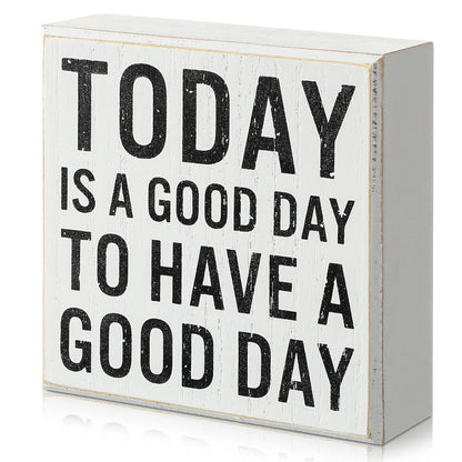 Positive Wood Sign for Office Desk (5x5 inches, 1.78 inches thick)