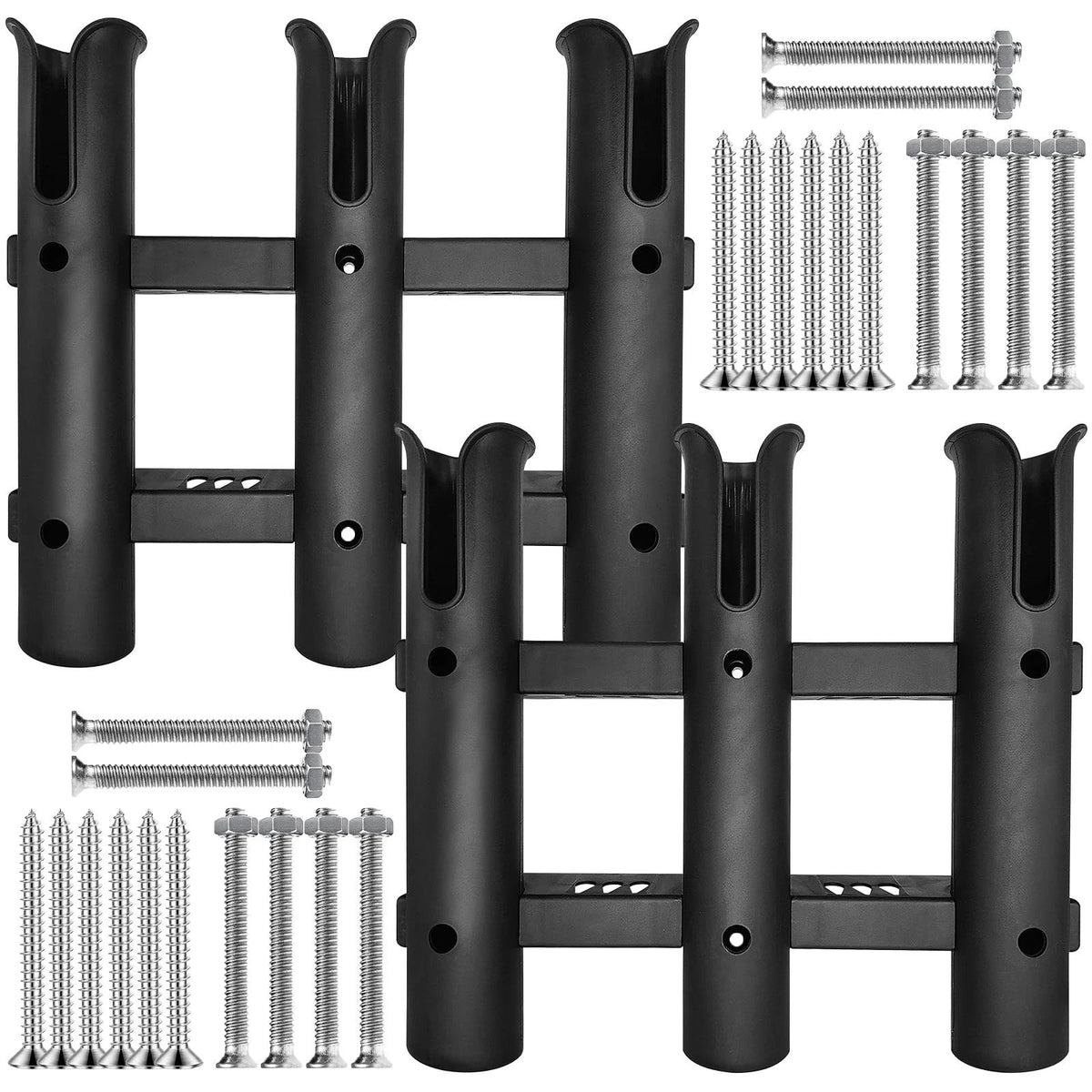 3X Fishing Rod Holder Bracket Tube for Wall Mounting - Black