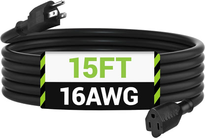 8/15FT Outdoor Extension Cord for Outdoor Use (Water & Weather Resistant)