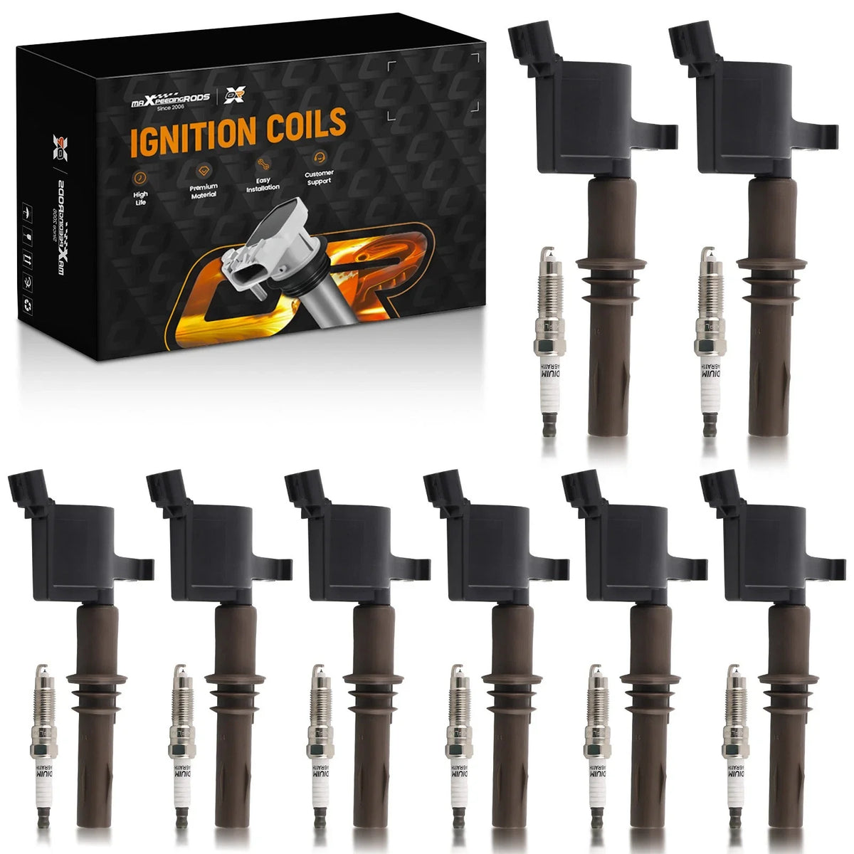 Pack of 8 Ignition Coils + Spark Plugs for Mercury Mountaineer (2008–2010)