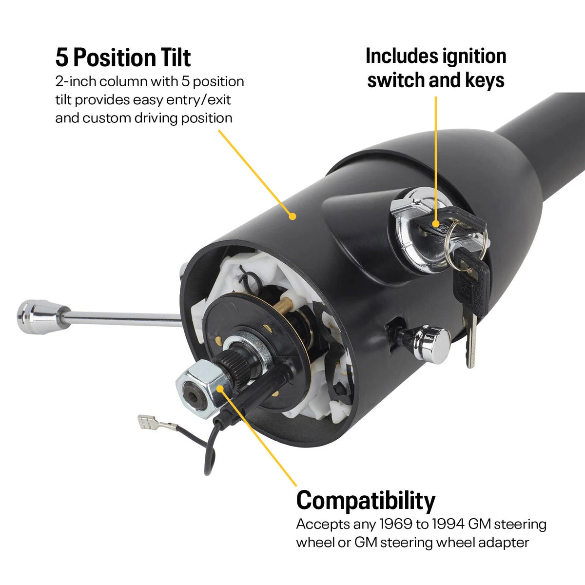 Universal Tilt Steering Column for GM Vehicles (30" Black, 91603291)