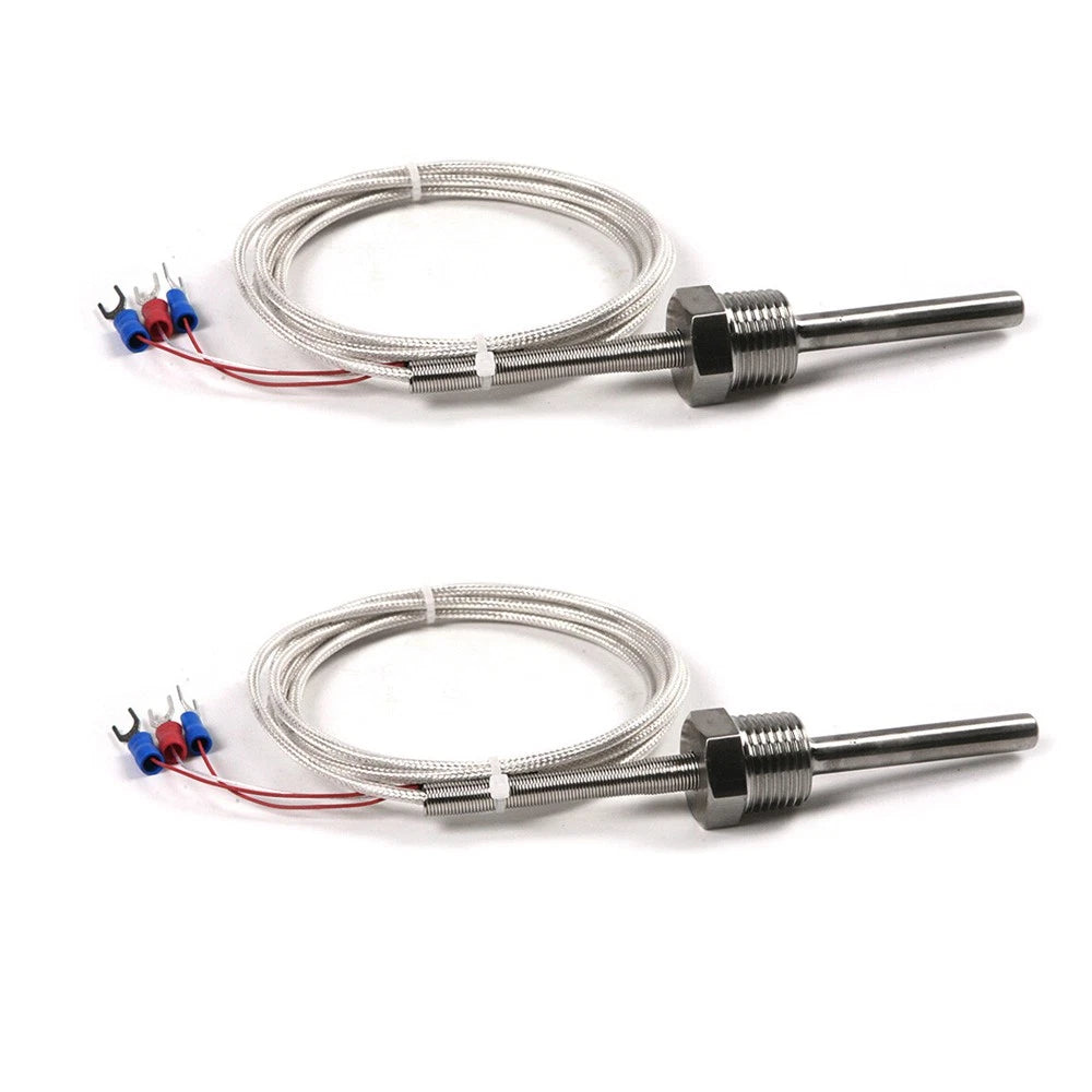 2X Temperature Sensor Probe for RTD PT100 (1/2" NPT Threads)