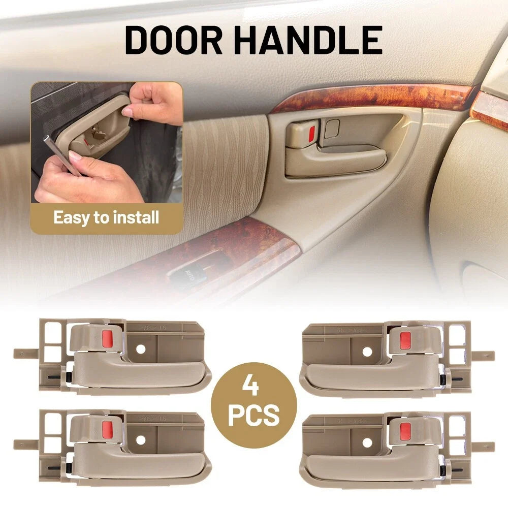 Set of 4 Beige Inside Door Handles with Lock Button for Toyota Tacoma (2005–2011)