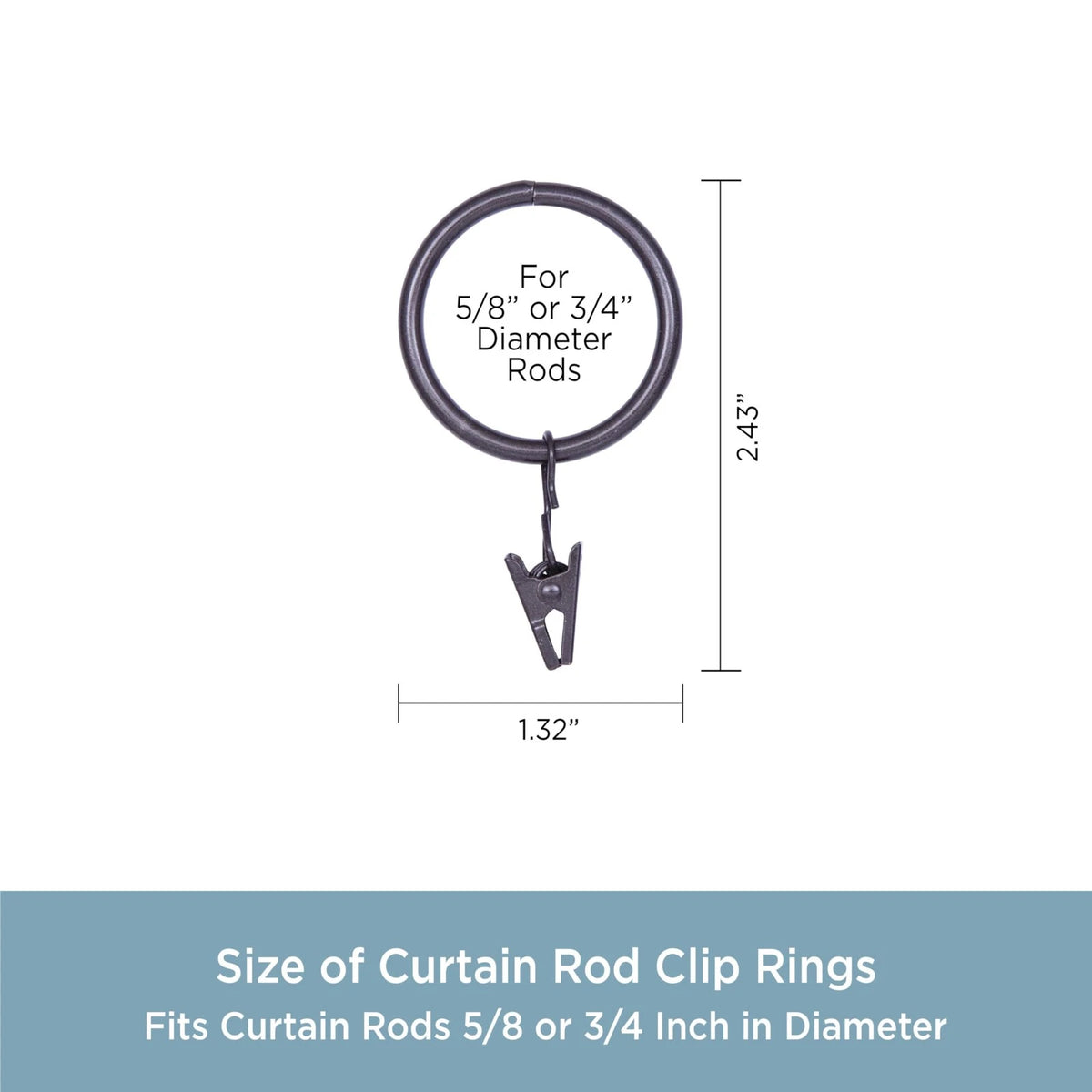 Clip Rings for 5/8" to 3/4" Diameter Rods, Bronze
