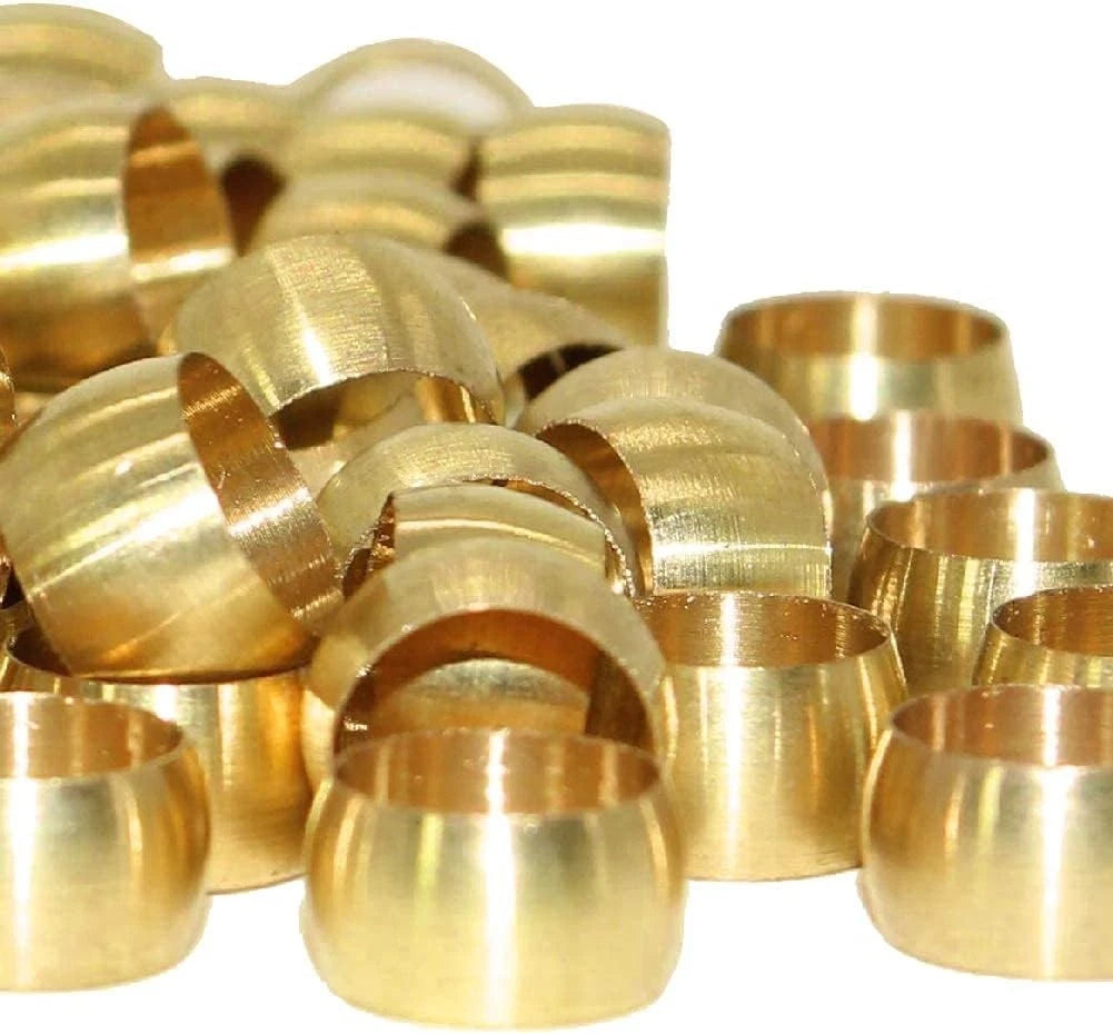 50PCS 3/8" Tube OD Brass Ferrule Fittings for Automotive Applications
