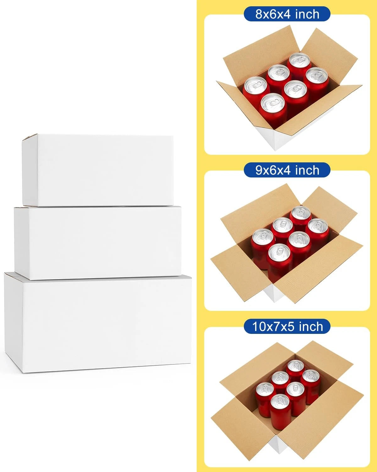 Set of 3 Poever Storage Bins (8x6x4, 9x6x4, 10x7x5) - White
