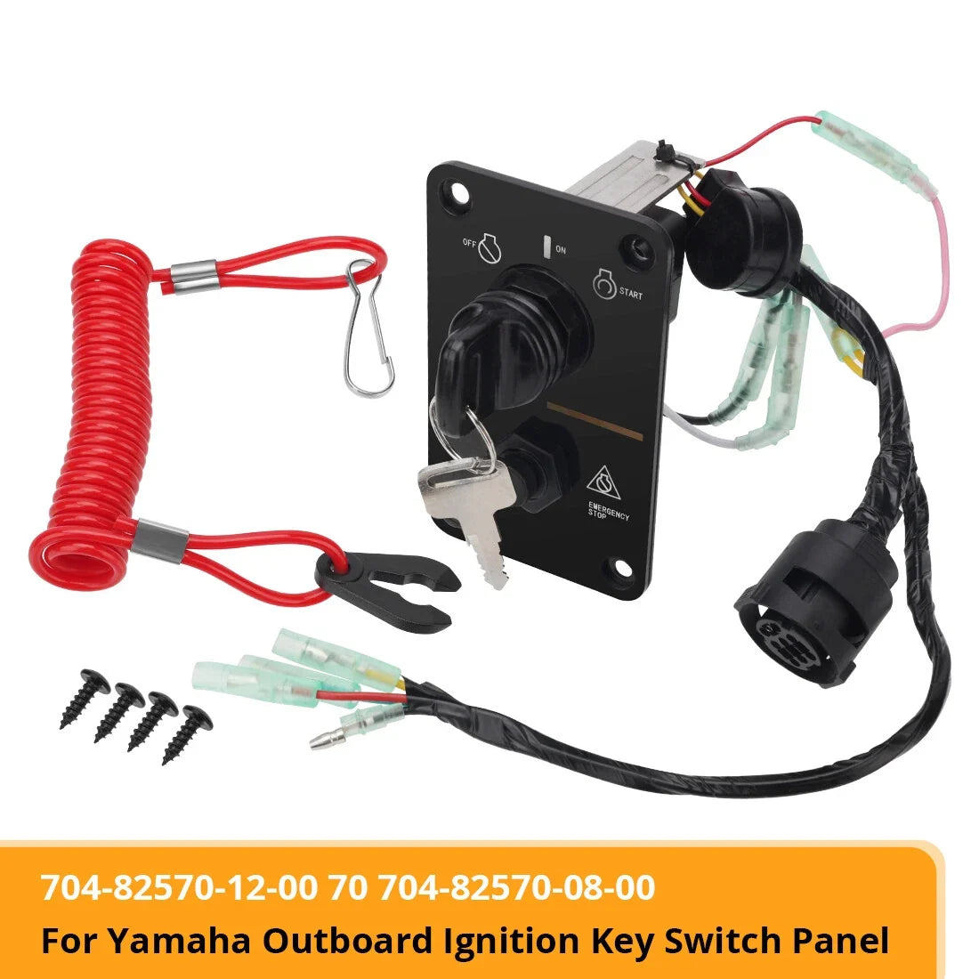 Set of 2 Key Switch Panel Assy for Yamaha Single Engine (704-82570-12-00, 704-82570-08-00)