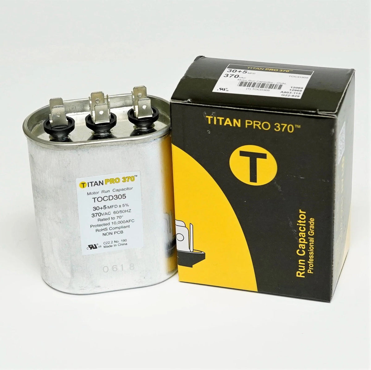 30/5 MFD Dual Motor Run Capacitor for HVAC Systems (370 Volts)