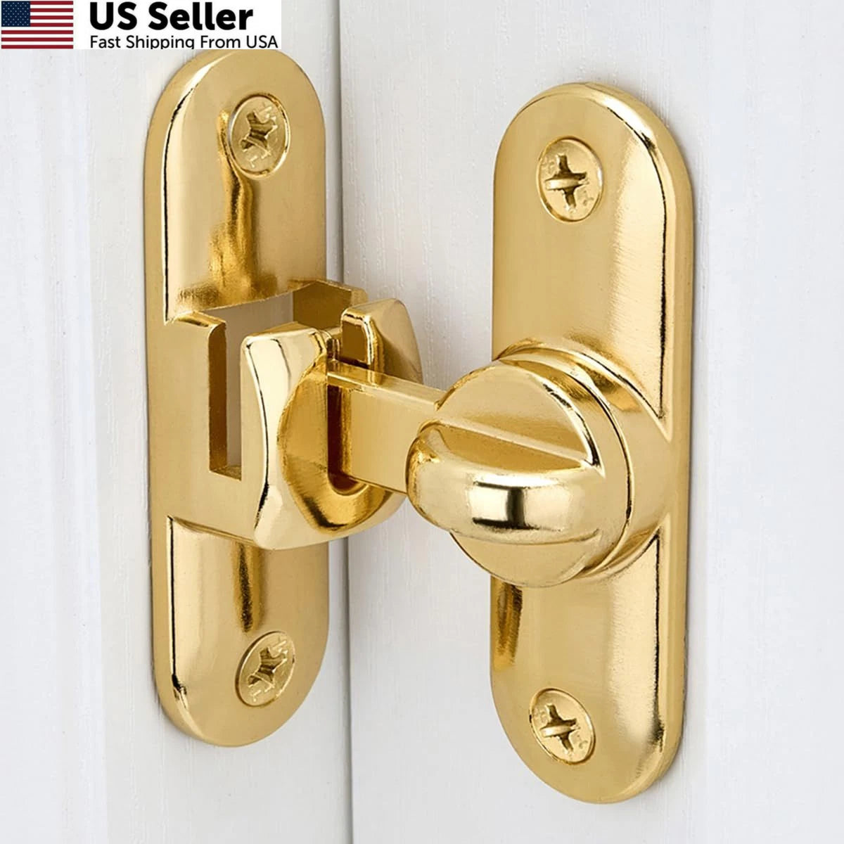 2X Barn Door Latches for Wocoe Gold (90/180°) - Right Angle Lock, Zinc Alloy