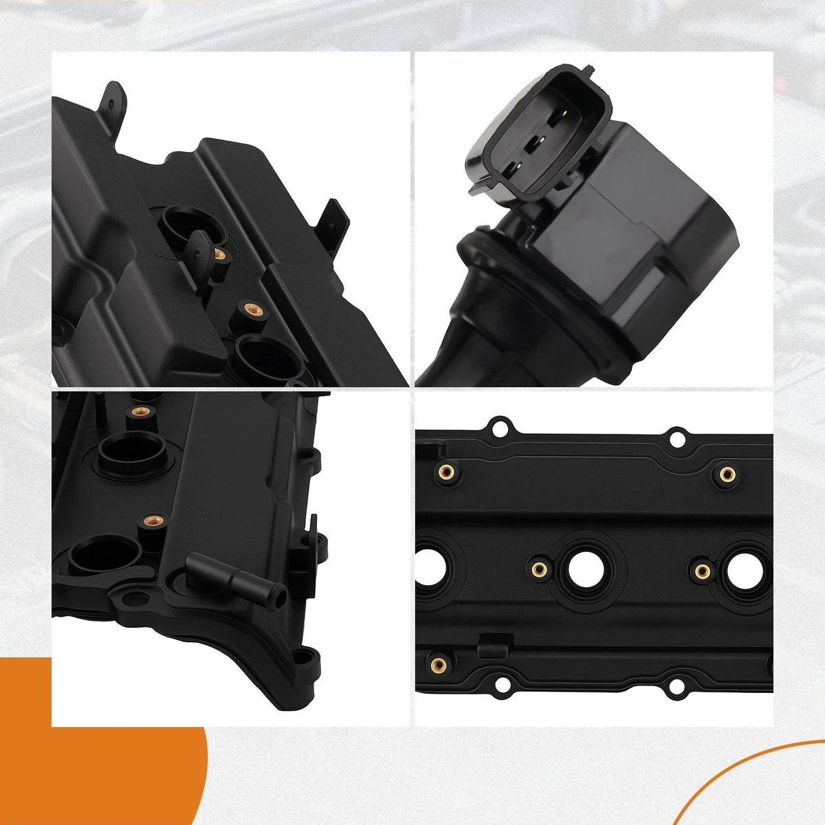 Black Plastic Valve Cover Kit for Nissan Maxima Altima Infiniti I35 (2002–2006)