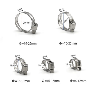 100 Pack Stainless Steel Hose Clamps 10-16mm for Automotive Use