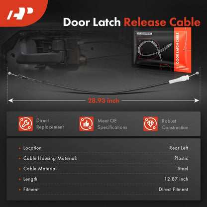 A-Premium Rear Left Door Latch Release Cable for Ford E-150 E-250 E-350 (2008–2014) - 8C2Z15431A03A, 924-352