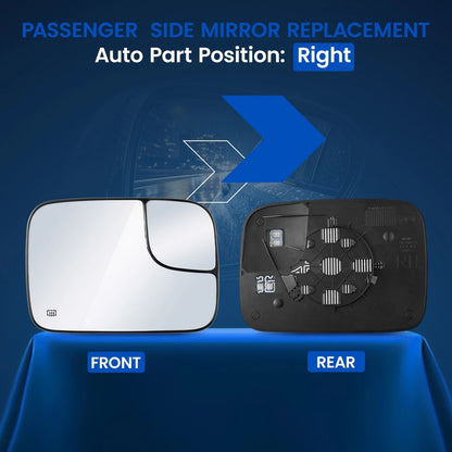 Passenger Side Heated Towing Mirror Glass for 2005–2009 Dodge Ram 3500 (5.7L)
