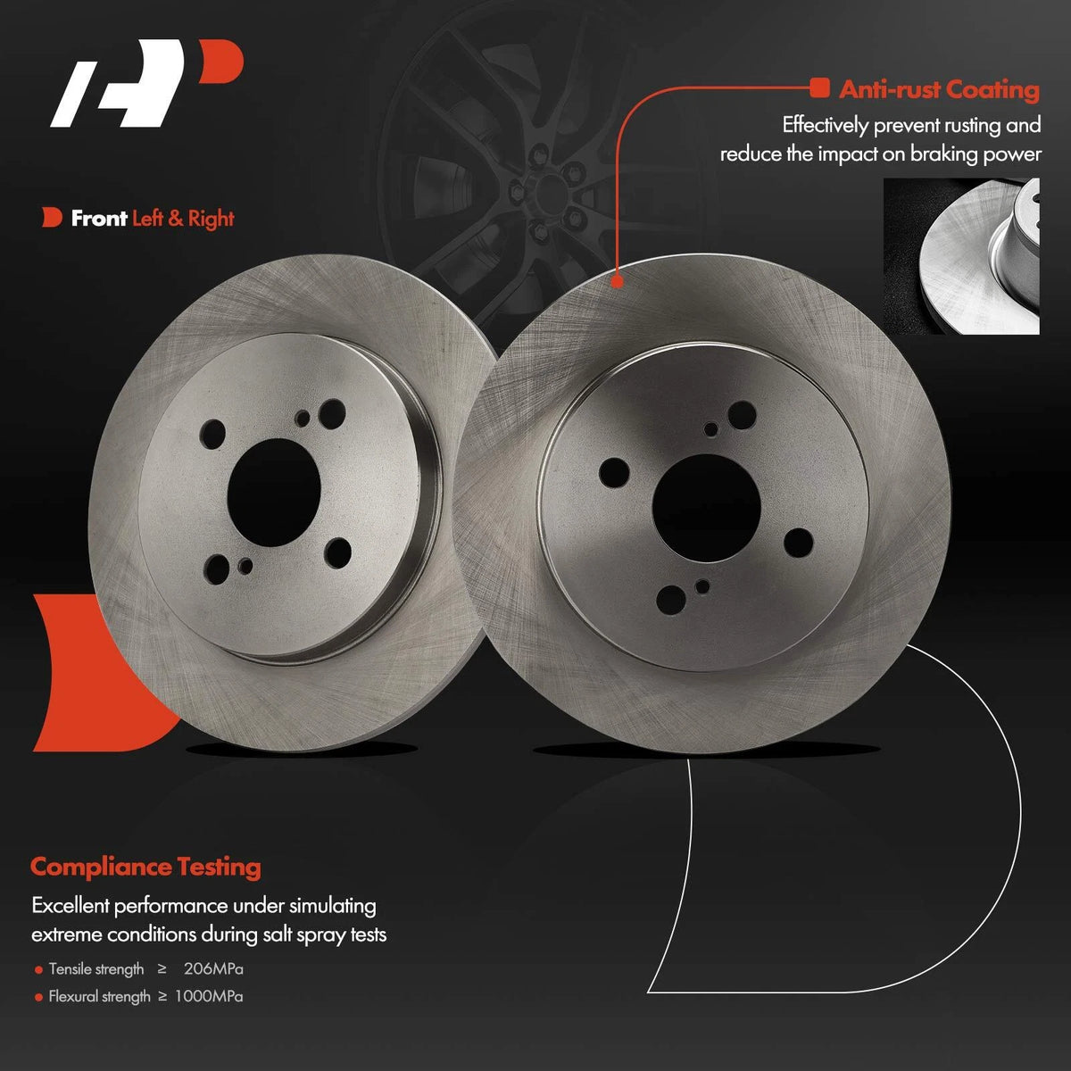 Rear Side Disc Brake Rotors for Toyota Yaris (2012–2018) BR901190, PRT6183