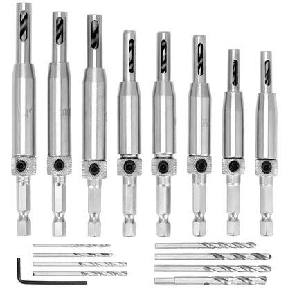 17-Piece Self Centering Drill Bit Set for Cabinets