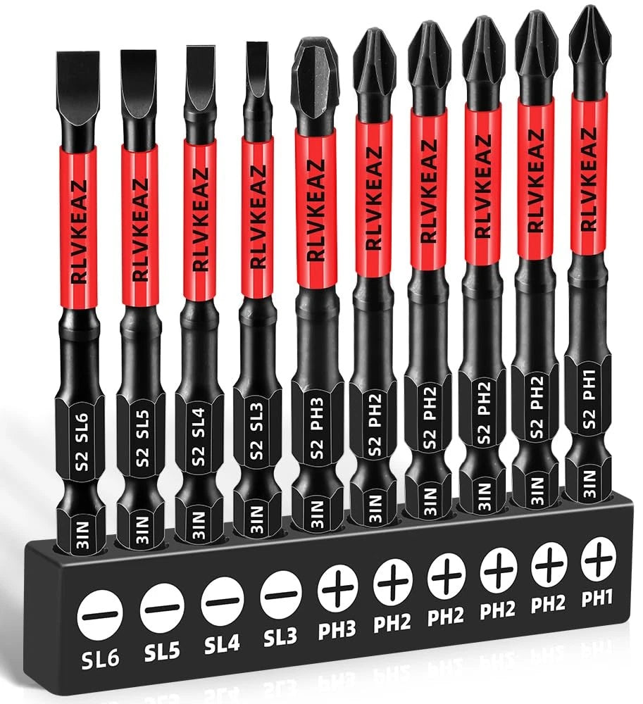 10X 3" Magnetic Screwdriver Bits Set for Phillips & Slotted Heads