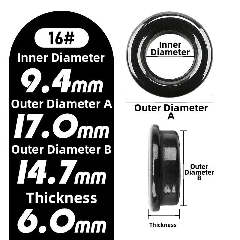 Fishing Rod Rings Set of 5 Nickel Plated Black OD 6-23.7mm