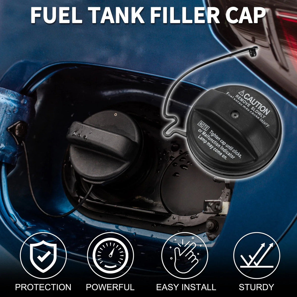 Gas Fuel Cap No. 7730033070 for Toyota 4Runner (2003–2009) Black White