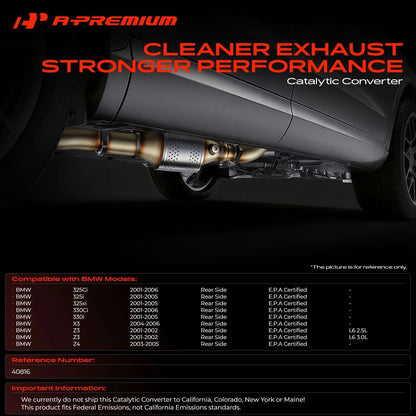 A-Premium Rear Side Catalytic Converter for BMW E46 330Ci 325Ci 330i (2001–2006) 40816