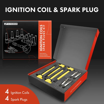 Set of 4 Ignition Coils & 4 Iridium Spark Plugs for Acura TSX (2004–2008) - 30520PNC004, 30520RWCA01, 1788286, C1450, UF-417