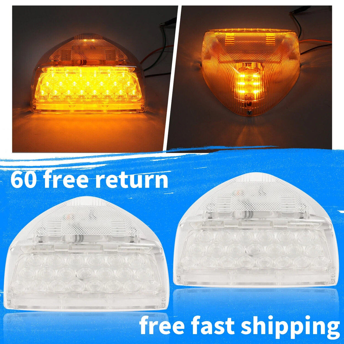 Pair of 31 LED Turn Signal Lights for Peterbilt 379 359 (LED/Clear Lens)
