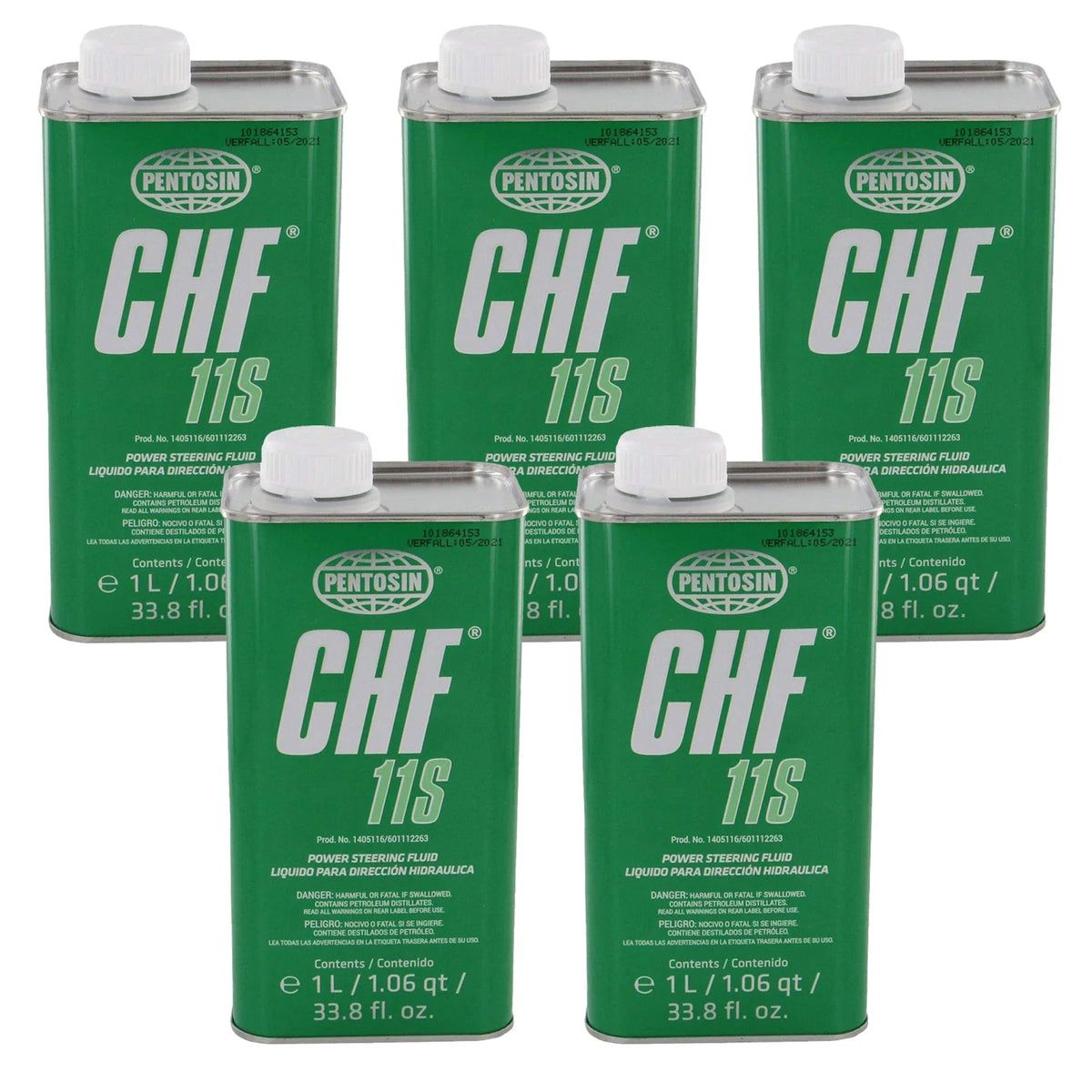 Set of 5 Pentosin CHF 11S Power Steering Hydraulic Oil for