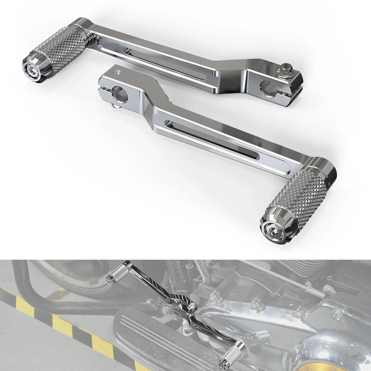Pair Chrome Heel Toe Shifter Levers Pegs for Harley Fat Boy FLFBS (2018–2024)